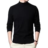 Nuzai Strickwaren Herren Slim Fit Halbhoher Kragen Einfarbig Sweatshirt Herren Frühling Herbst Mode Lassig Base Sweater Herren Langarm Einfachheit Pullover H