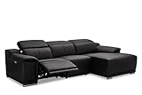 Ibbe Design Modul Sofa L Form Ecksofa Schwarz Leder Heimkino Couch Rechts Chaiselongue Alexa mit Elektrisch Verstellbar Relaxfunktion, 282x160x73