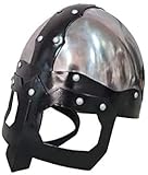Viking-Maske Deluxe Messing Antik-Optik Mittelalterhelm mit Einsatz - Silber-Schw