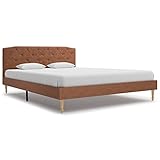 Bettgestell Kunstleder Velour mit Kopfteil Lattenrost Gepolsterter Plattform Bettrahmen mit Kunstleder Braun01 140x200