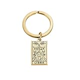 Amaxer 12 Sternzeichen Sternbild Druck Bild Gemälde Edelstahl Goldton Anhänger Schlüsselanhänger quadratisch Charm Schlüsselanhänger, Libra,