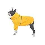PUMYPOREITY Hunderegenmantel Wasserdichter Hundemantel mit Abnehmbare Kapuze Hunderegenjacke Regencape Hundejacke Regen Poncho mit Reflektierender Streifen für kleine mittelgroße Hunde(S)