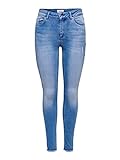 ONLY Damen Onlblush Mid Sk Ank Raw Bb Rea4347 Noos Jeans, Light Blue Denim, M 32L EU