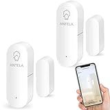 ANTELA Smart WLAN Tür Fenstersensor, Tür & Fensteralarm kompatibel mit Alexa, Google Home, Drahtlose Home Security Alarmanlage für Türen, Fenster und Schränke, Wohnungen und Büro, 2 S