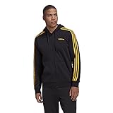 adidas Men's Standard Essentials 3-Stripes Fleece Hoodie, Black/Active Gold, S