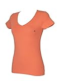 Emporio Armani Kurzarm-Stretch-T-Shirt für Frauen mit V-Ausschnitt Artikel 261840 5P368 T-Shirt S/S V Neck, 00262 Arancio - Orange, S