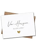 Jolicoon Hochzeitskarte - Von Herzen alles Liebe - A6 mit Naturkuvert - Karte H