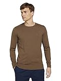 TOM TAILOR Herren Basic Pullover, Braun (15440 - Soft Hazelnut Brown Melange), L