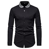 Trachtenhemd Herren Herbst Winter Mode Kariert Spleißen Männer Langarm Modern Urban Flügel Druck Nicht-Eisen Herren Hemd Party Abendessen Jugend S