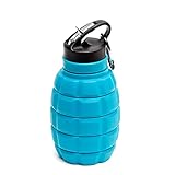 PenghaiYunfei Faltbare Silikon Trinkflasche im Granatenstil 580 ml BPA-Frei, Wasserflasche aus Silikon (Blau)