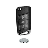 Auto Schlüssel Funk Fernbedienung 1x Klapp Umbau Gehäuse 3 Tasten + 1x Rohling HAA + 1x CR2032 Batterie kompatibel mit VW SEAT Skoda bis BJ. 11/2009