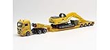 herpa 312301 Man TGX XLX Tieflade-Sattelzug mit Liebherr Bagg