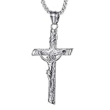 HFDDF Minimalist Titanstahl Kette, Katholische Religiöse Jesus-Kruzifix-Kreuz-Hängende Halskette Für Frauen Für Männer, Schmuck-Geschenkbox Für Männer D