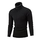 Suzanne Herren-Rollkragen-, Casual Slim Fit Rollkragenpullover Pullover Pullover mit Twist Musted & Long Sleeve T-Shirt Alles abgestimmt Schwarz 3XL