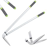 Hortem Rasenschere mit langem Griff, rasiermesserscharfe Stahl-Grasschere mit weichem Griff für den G