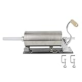 4,8L Edelstahl Handbuch Wurstfüller, 4kg Horizontale Küche Wurstfüllmaschine, Wurstspritze Wurstpresse mit 4 Füllrohre + Tischk