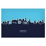 artboxONE Poster 30x20 cm Städte Aachen Germany Skyline Glow Blue - Bild Aachen City Cityscap