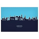 artboxONE Poster 30x20 cm Städte Aachen Germany Skyline Glow Blue - Bild Aachen City Cityscap