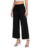 Dilgul Culottes Hosen Damen Leinenhose Sommerhose Weite Hose High Waist mit Taschen und Gü