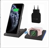 elec Space 4 in 1 Wireless Charger Schnellladestation Compatible für iPhone 13/13 Pro/13 Pro Max/12/11/Xs/X Max/XR/X/8/8Plus,iWatch SE/6/5/4/3/ 2, Kopfhörer 3/2/Pro, Qi-kompatibles Android-T