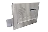 D-041 Edelstahl Mauerdurchwurf Briefkasten mit Klingel & Sprechsieb (Tiefe: 23-38 cm) - LETTERBOX24