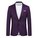 Herren-Blazer, schmale Passform, 2 Knöpfe, Business-Jacke, gekerbtes Revers, Sportmantel - Violett - L