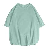 Herren Sommer T-Shirt Kurzarm Rundhals Bluse Hemd Casual Basic Tshirt Einfarbig/Druck Kurzarmshirt Oversize Longshirt Tees Shirts Grün XXXXL