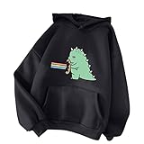 NHNKB Hoodie Damen Sweatshirt mit Kapuze Niedlich Dinosaurier Muster Kapuzenpullover Hooded Damen Jugendlich Winterp