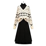 Gyzx. Herbst Große Größe Frauen Mode Slime Aerial Holiday Two-Piece Pullover Rock Zweiteilige Anzug (Color : Beige, Size : XXXXL code)