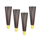 Massivholz Möbelfüße Ersatz Tischbeine Möbelbeine,für Sofa Bett Schrank Couch Stuhl,mit Montageplatten & Schrauben Walnuss Farbe 4 Stück (8cm)