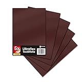 Ultraflex S Textilfolie für Plotter 61 Farben Din A4 Bogen 30x20cm Plotterfolie matt auf Stoffe Kleidung T-Shirt Folie Flexfolie DIY Zubehör (18 Braun, 5er Set)