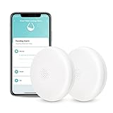 HBN WLAN Wassermelder 2er Set Smart Wasseralarm WiFi Wassersensor Wasserwächter Batteriebetrieben mit 75dB Lautstärke für Waschmaschine, Bad, Küche, Keller usw