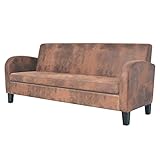 Yagosodee Sofa Wohnzimmer Schlaffunktion Modernes Sofa 3-Sitzer Sofa Kunstleder Wildleder-Optik Braun Wohnzimmersofa Aus Kunstleder FüR Schlafzimmer Apartment Wohnheim BüR