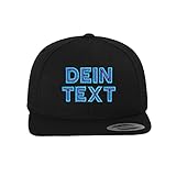 Snapback Cap, Basecap, Cape, Kappe, Baseballmütze, Mütze Customized, individualisiert, selbst gestaltet mit eigenem Text Namen besticken Lassen (Schwarz)