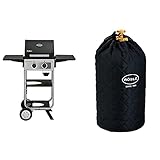 Enders® Gasgrill BROOKLYN NEXT 2, kleiner Grill, 2 Brenner aus Edelstahl, mit Grillthermometer & RÖSLE Abdeckhaube für Gasflasche mit 5 kg Füllgewicht, Hochwertige Schutzhülle aus 100% Poly