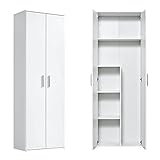 mokebo® Besenschrank 'Der Lange' moderner Mehrzweckschrank mit Staubsaugerfach, Schrank & Putzschrank, Made in Germany | 60x180x34 (B/H/T in cm) | Weiß