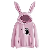 TTWOMEN Damen Casual Langarm Hoodies Kürbis Print Niedliche Kaninchenohr Mit Kapuze Sweatshirts Pullover Pullover Top