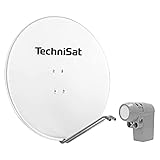 TechniSat SATMAN 850 Plus - Satellitenschüssel (85 cm Sat Spiegel mit Masthalterung und UNYSAT Universal-Quattro-LNB im Wetterschutz-Gehäuse, Multischalter Wird benötigt) weiß