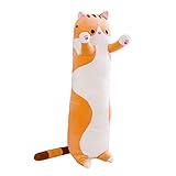 Katze plüschtier Spielzeug Kawaii Deko Schlafend Cartoon schlafkissen Kissen Katzen kuscheltiere stofftier forderung Kinder und Friends (Braun, 90cm)