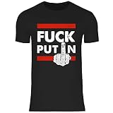 wowshirt Herren T-Shirt Fuck Putin Für Ukraine Ukrainische Patrioten Gegen Putin Demo, Größe:L, Farbe:Black