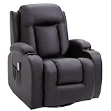 HOMCOM Massagesessel Fernsehsessel Relaxsessel TV Sessel Wärmefunktion Wippenfunktion mit Fernbedienung Liegefunktion Braun 85 x 94 x 104