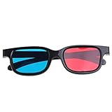 Shangya 3D-Brille mit schwarzem Rahmen, Rot, Blau, Cyan, Anaglyphenbrille, 0,2 mm, für Filme, Spiele, DVD