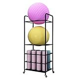 LILANAI Yoga Mat Holder 63 Zoll Groß Groß Yogamatten-Aufbewahrungswagen, Zuhause/Gewerbe Gymnastikball-Stuhlgestell, Bodenständer Organizer Für Fitnessausrüstung, Für Trainingsraum (Color : Black)