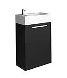 Badezimmer Badmöbel Athene 40x22 cm schwarzes Holz - Unterschrank Schrank Waschbecken W