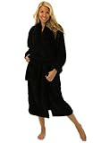 Alexander Del Rossa Damen Plüsch Fleece Robe Warm Langhaar Shaggy Bademantel - Schwarz - Large-X-Larg