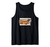 Süßer Dackel in einem Hot Dog Brötchen Tank Top