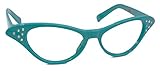 Hip Hop 50er Jahre Shop Katzenaugen-Brille für Kinder, Kunststoff-Kostümbrille mit Strass Child/Youth blaugrü