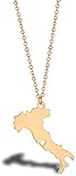 BACKZY MXJP Halskette Edelstahl Italien Karte Halskette Hauptstadt Rom Europa Geschichte Altes Land Halskette Flitterwochen Reiseschmuck Geschenk Halsk
