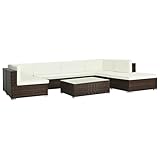 Hibcotuo 8-TLG. Garten-Lounge-Set mit Auflagen Poly Rattan B