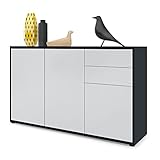 Vladon Kommode Sideboard Ben V3, Korpus in Schwarz matt/Fronten in Weiß